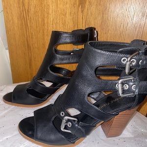 Black open toe heels